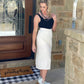 Ivory Rhinestone Midi Skirt