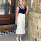 Ivory Rhinestone Midi Skirt