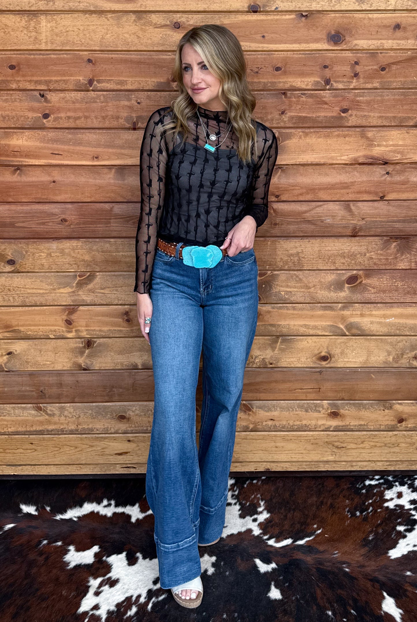 Lariat Lace Mesh Top *Midnight