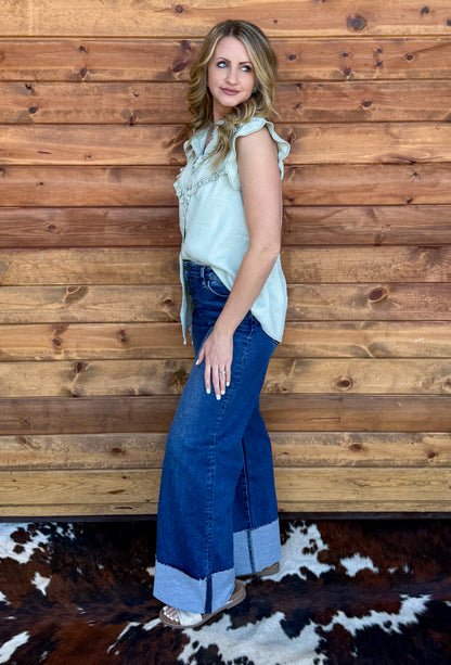 The Ruffled Cowgirl Blouse *Mint