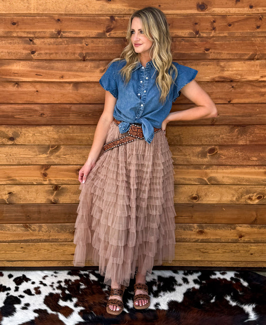 Rodeo Queen Ruffled Maxi Skirt