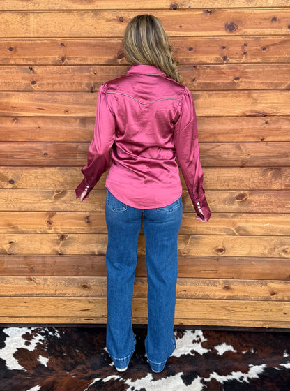 Cowgirl Satin Pearl Snap *Berry