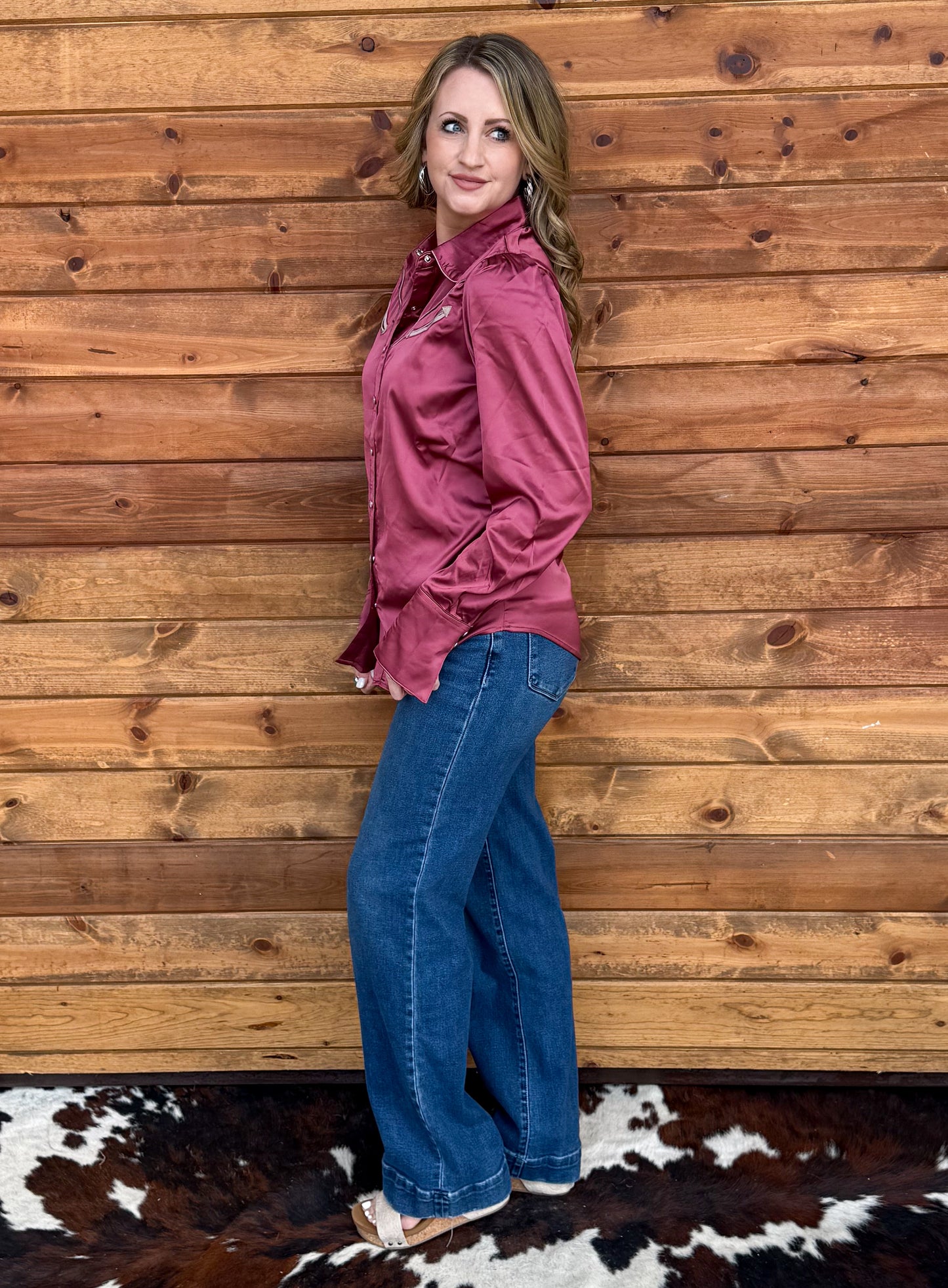 Cowgirl Satin Pearl Snap *Berry