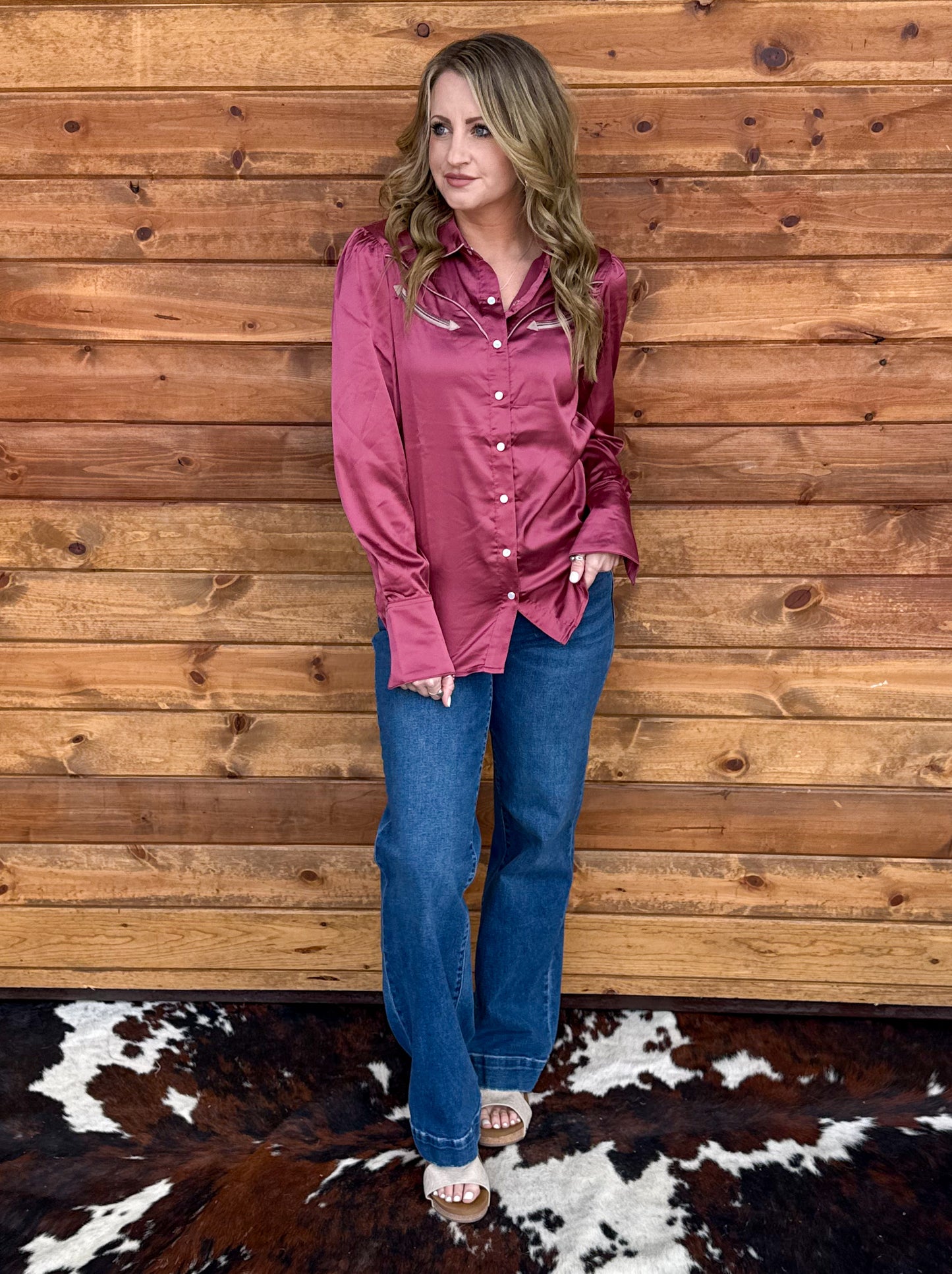 Cowgirl Satin Pearl Snap *Berry