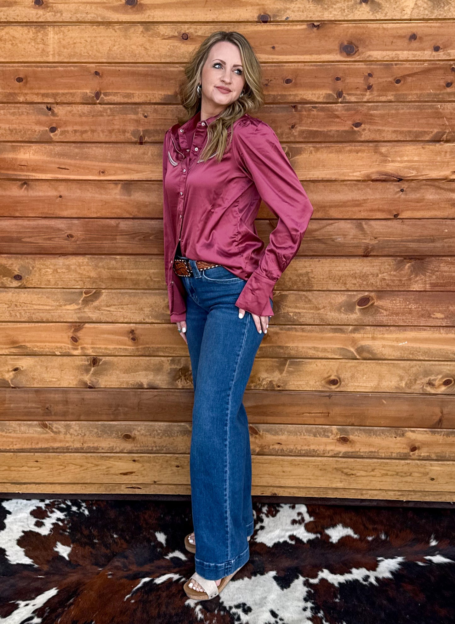 Cowgirl Satin Pearl Snap *Berry