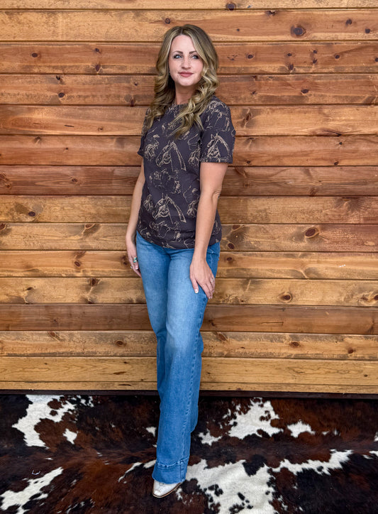 Doodle Horse Tee *Charcoal