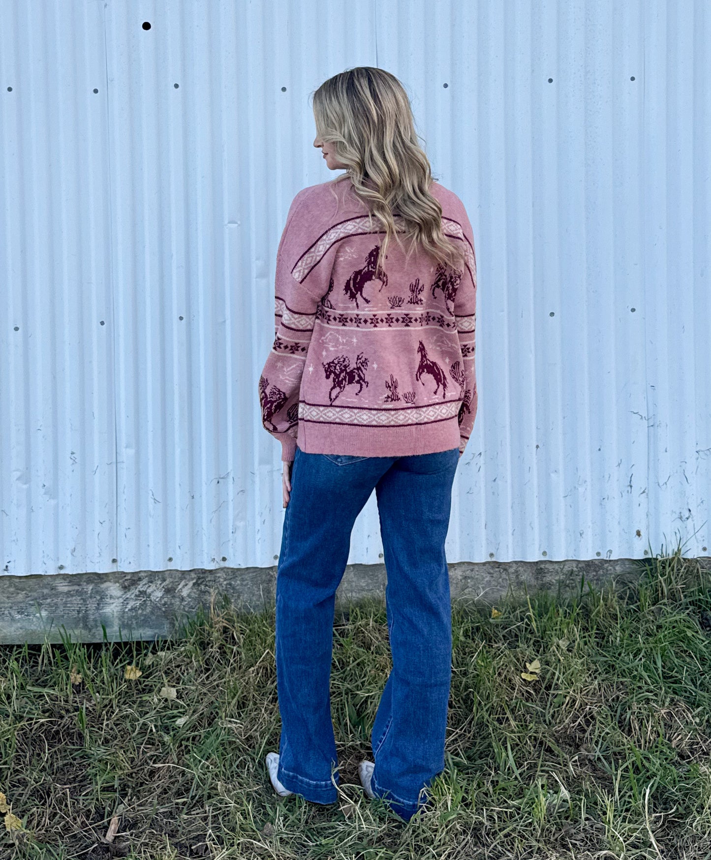 Cozy Horses Sweater *Mauve