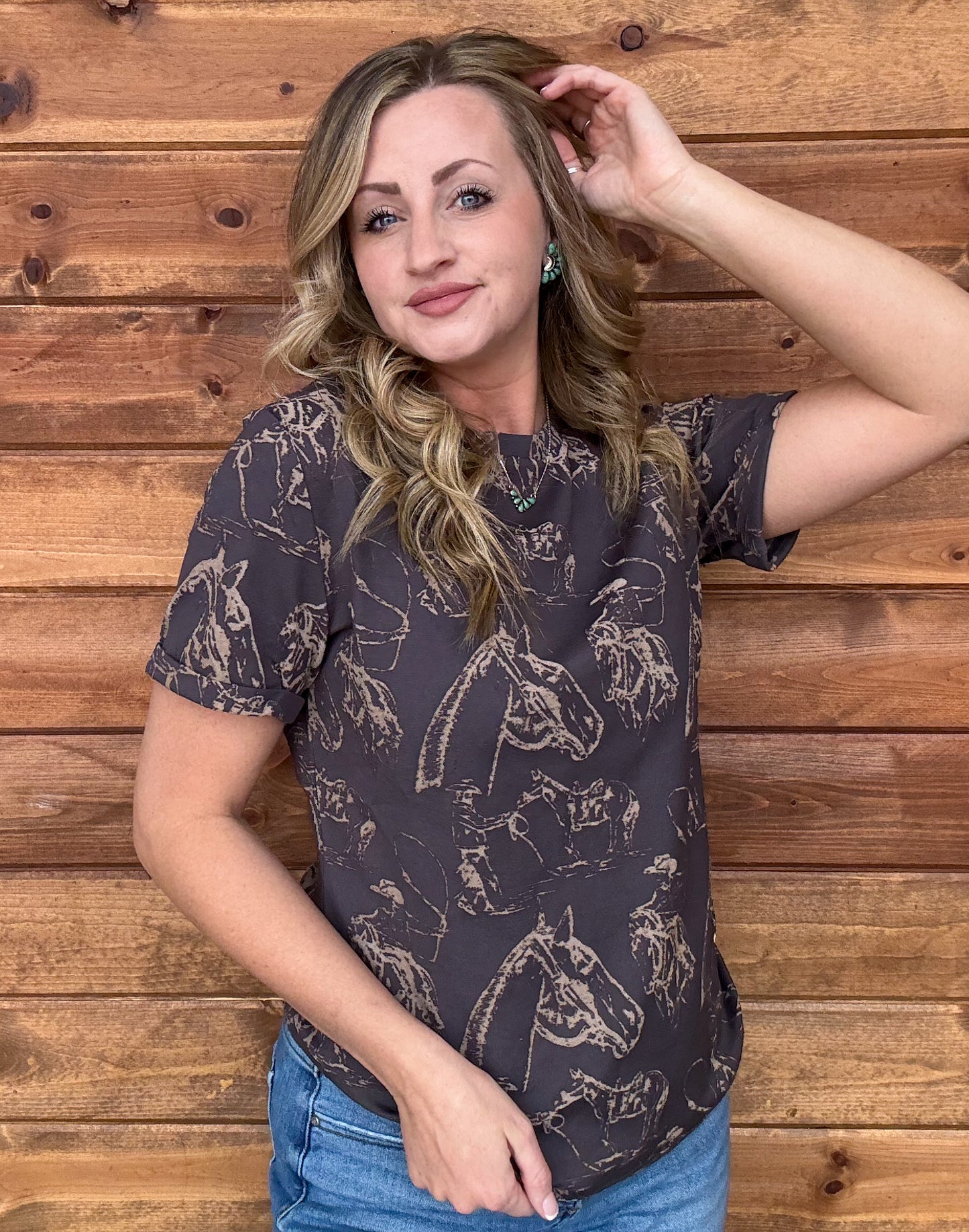 Doodle Horse Tee *Charcoal