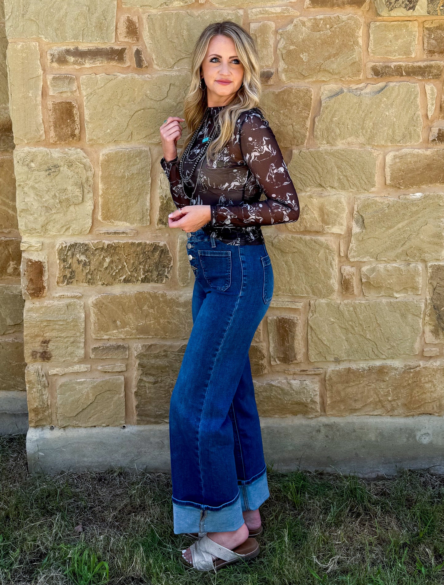 All the Cowboys Mesh Top