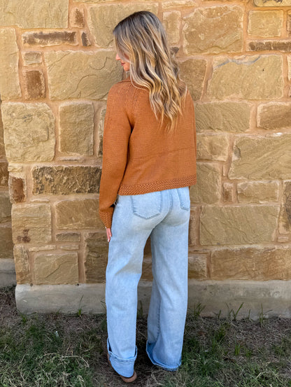 Rusty Aztec Knit Cardigan