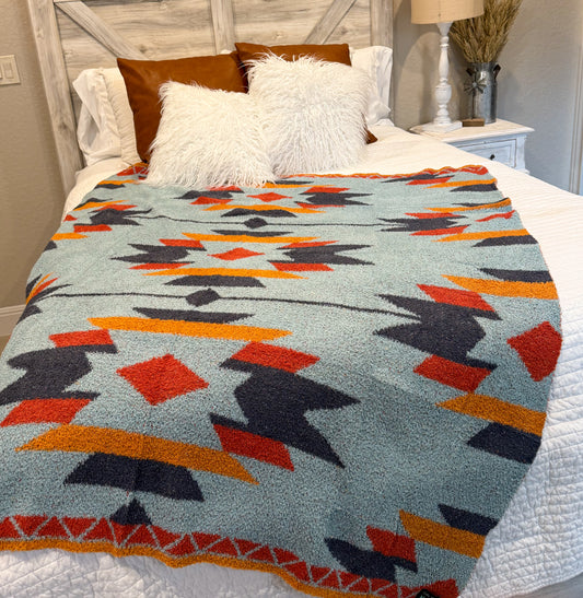 Oklahoma Aztec Plush Throw Blanket