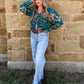 Wagon Wheel Sheer Blouse *Turquoise