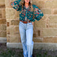 Wagon Wheel Sheer Blouse *Turquoise