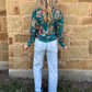 Wagon Wheel Sheer Blouse *Turquoise