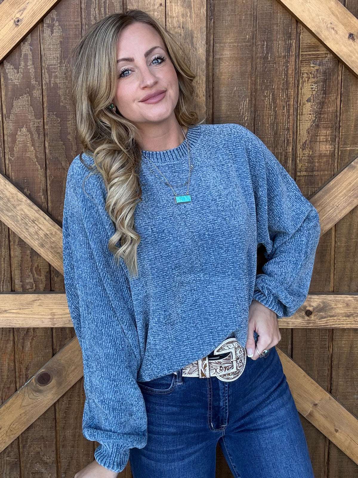 The Chenille Sweater *Blue