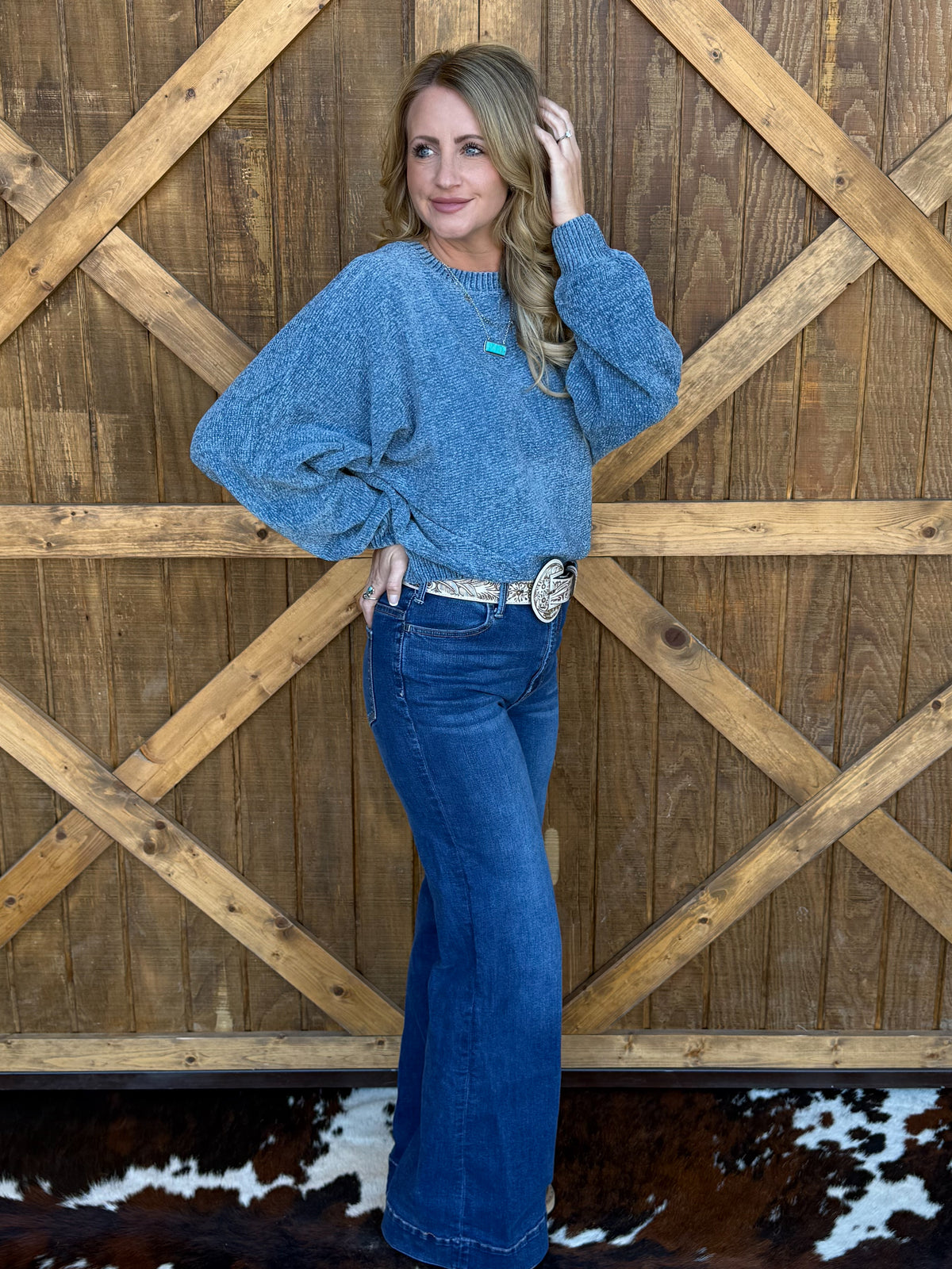 The Chenille Sweater *Blue