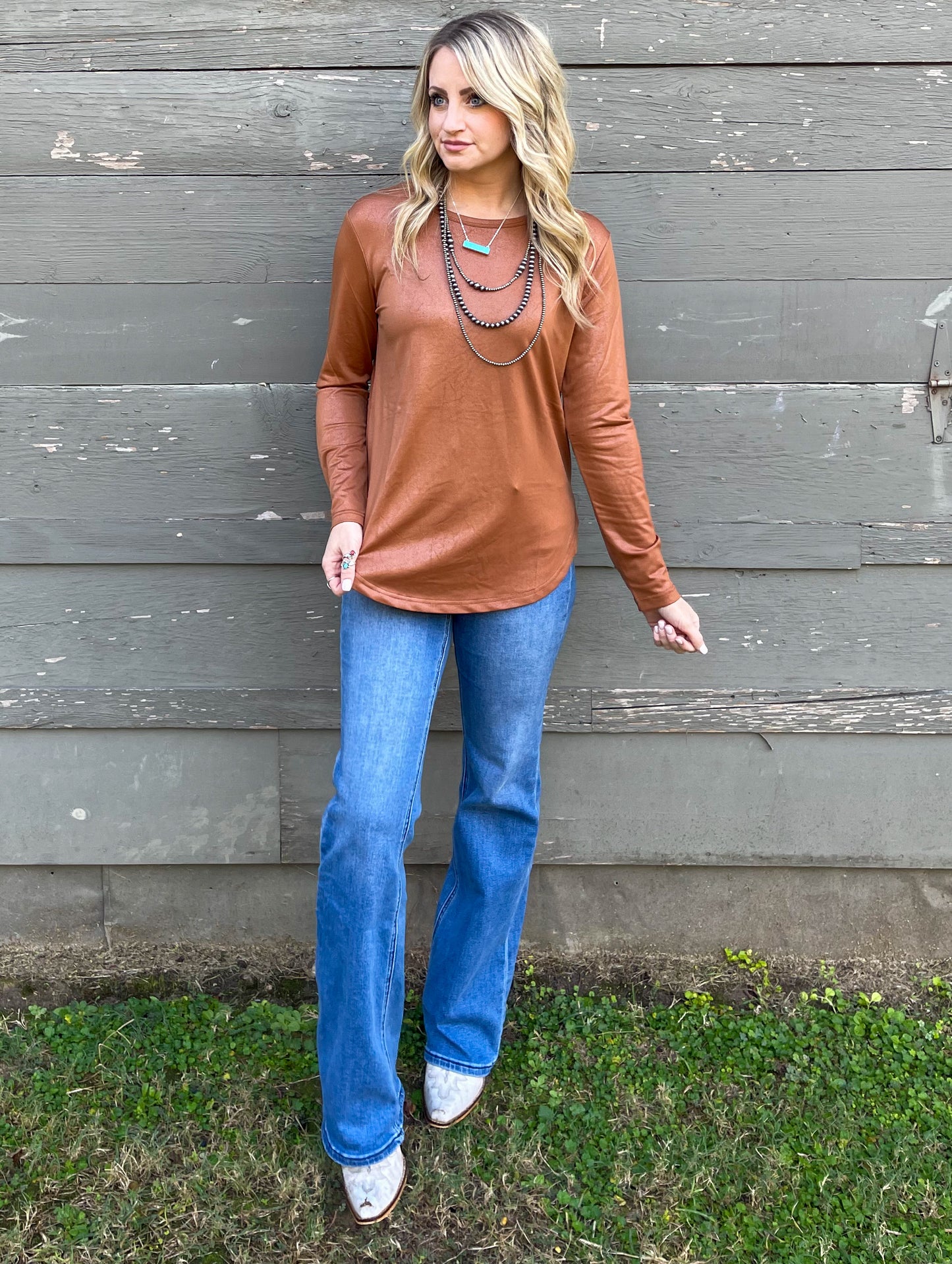 Swanky Leather Long Sleeve *Saddle