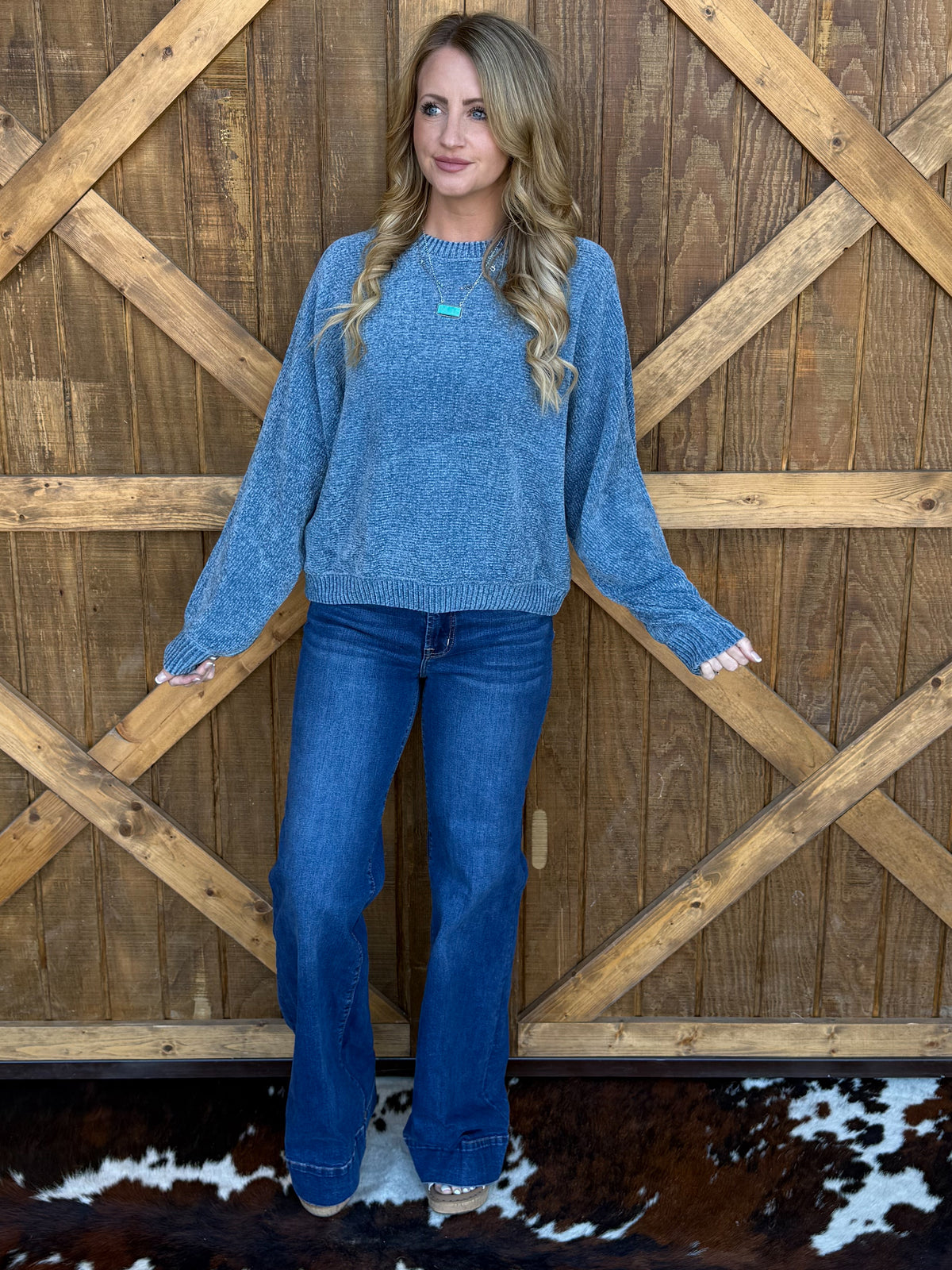 The Chenille Sweater *Blue