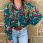 Wagon Wheel Sheer Blouse *Turquoise