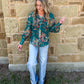 Wagon Wheel Sheer Blouse *Turquoise