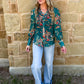 Wagon Wheel Sheer Blouse *Turquoise