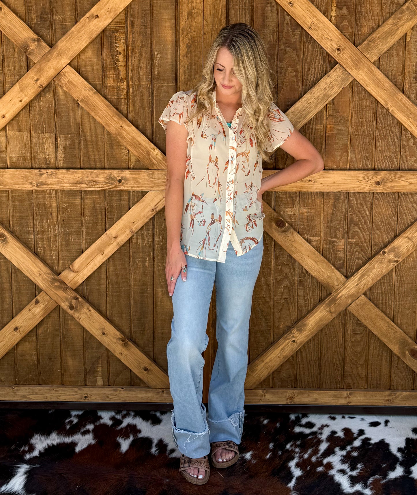 Painted Horses Sheer Blouse