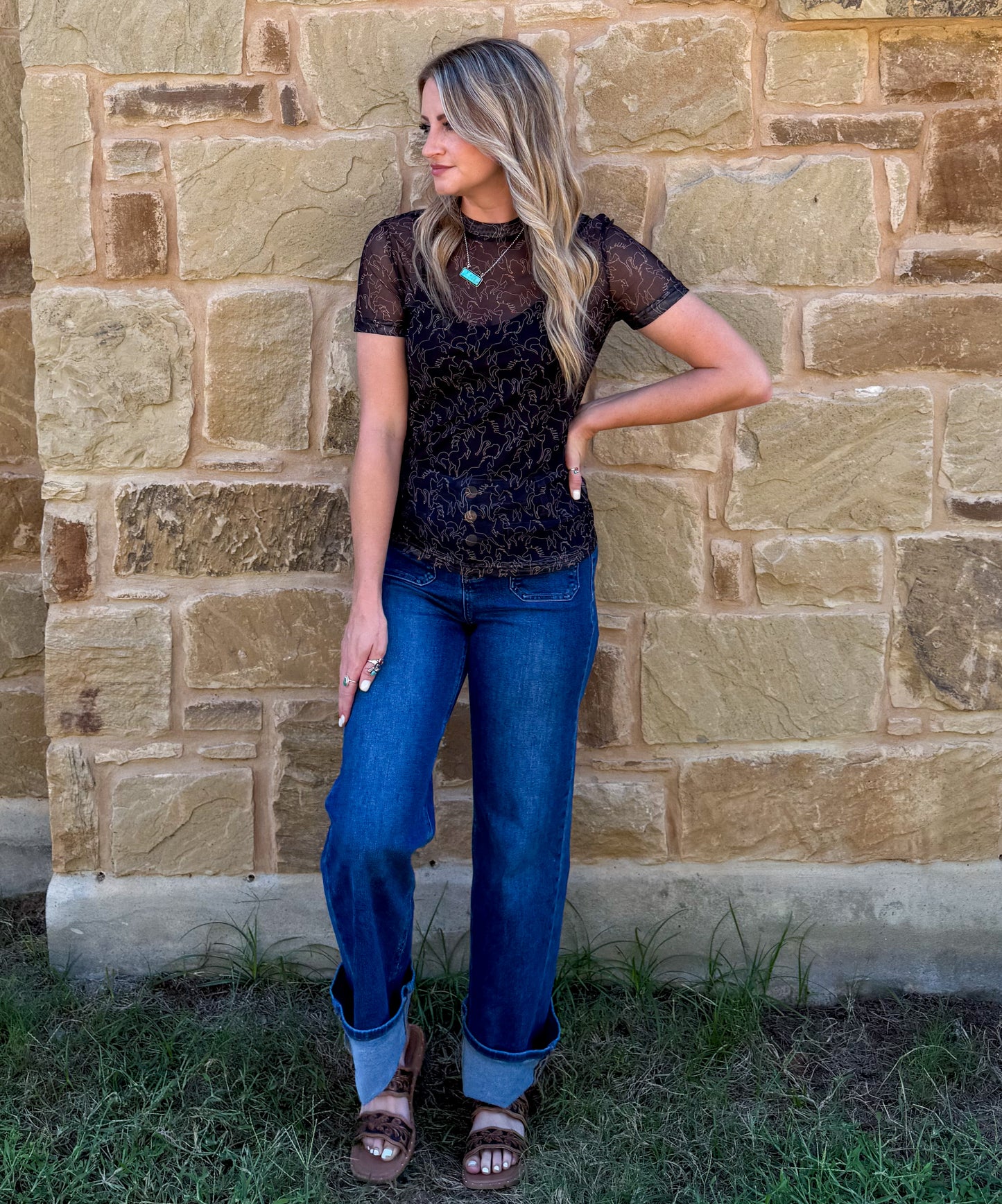 Copper Horse Mesh Top