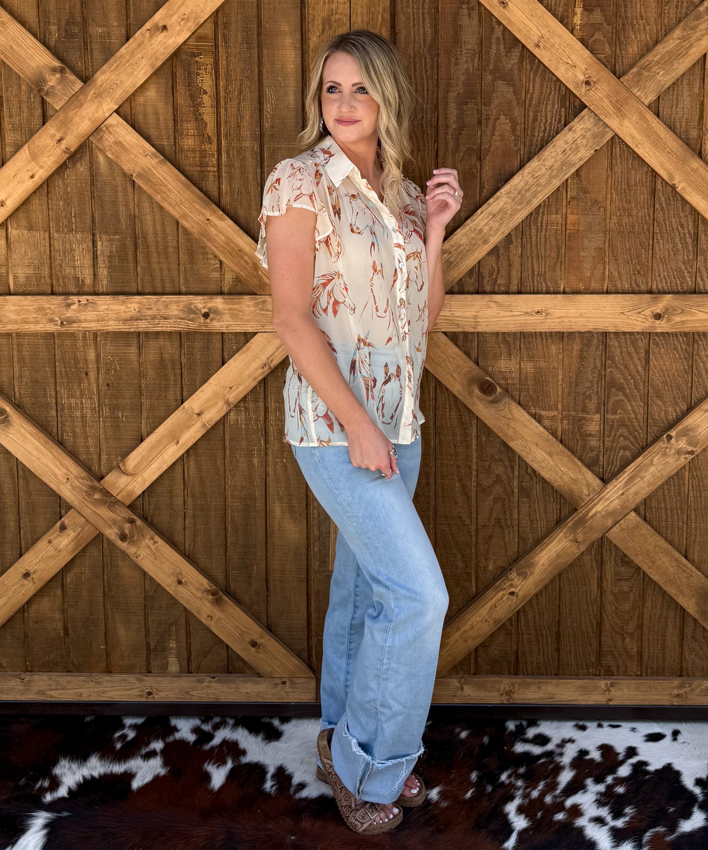 Painted Horses Sheer Blouse