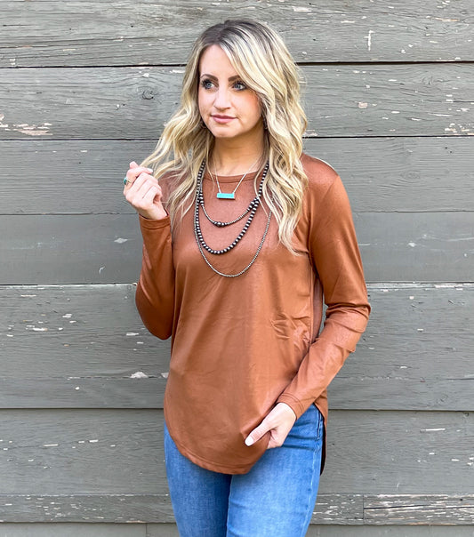 Swanky Leather Long Sleeve *Saddle