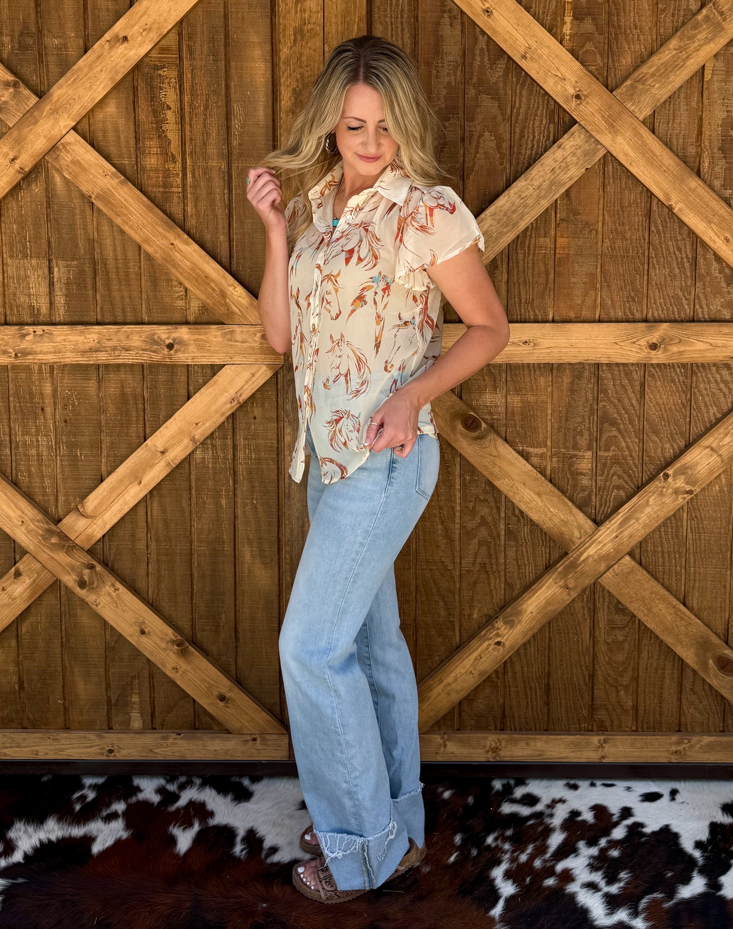 Painted Horses Sheer Blouse