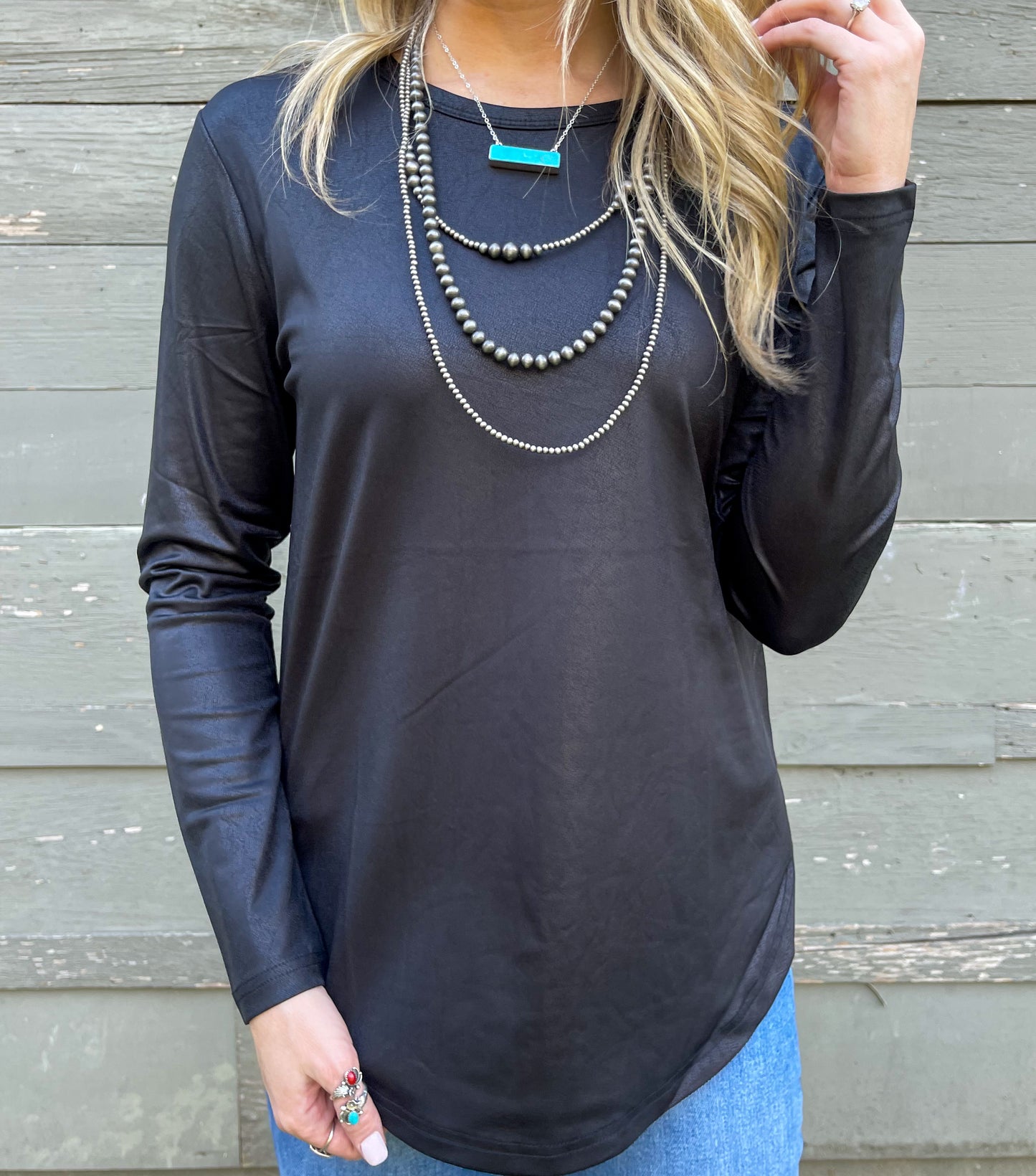 Swanky Leather Long Sleeve *Midnight