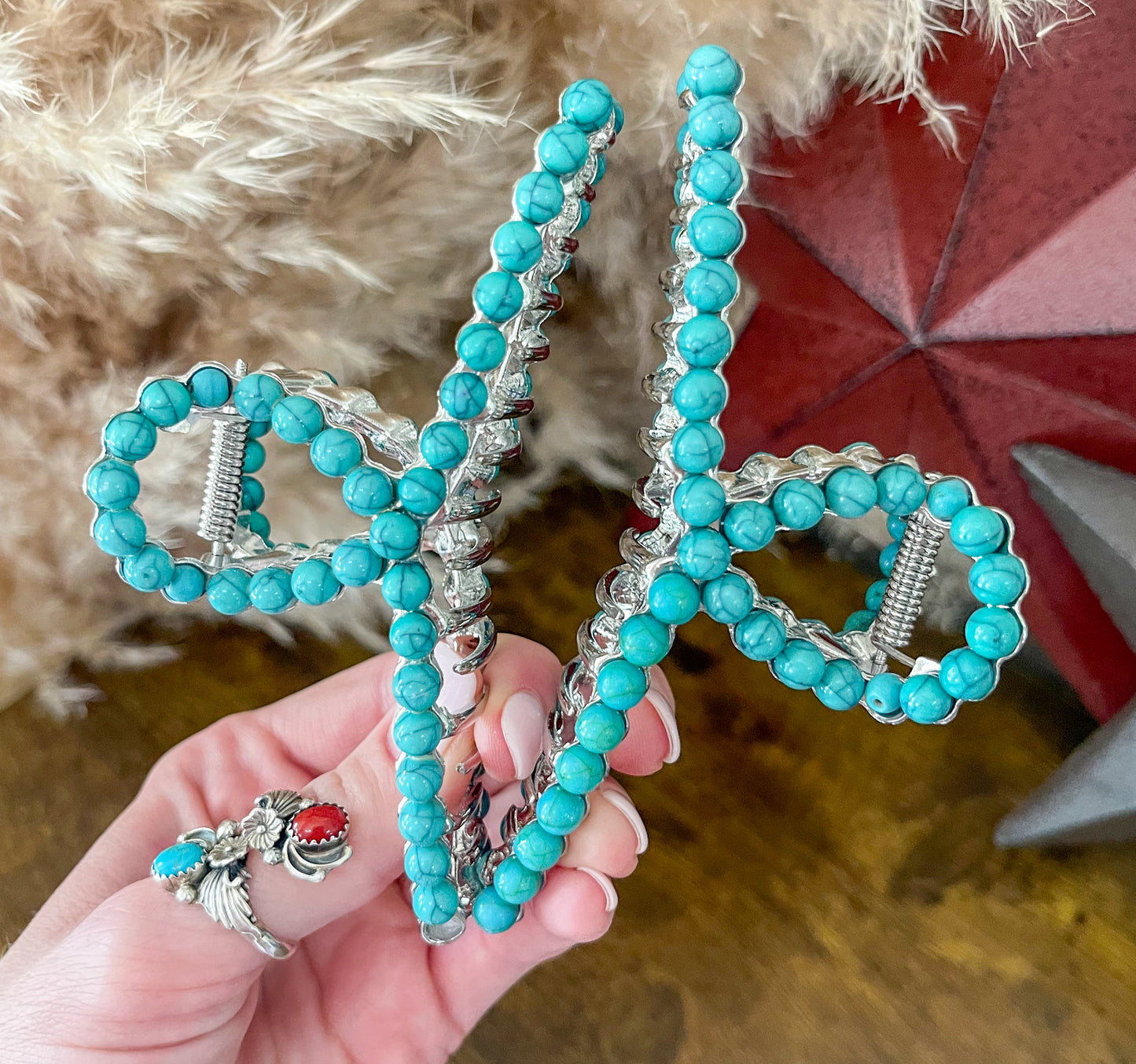 Turquoise Studded Claw Clip