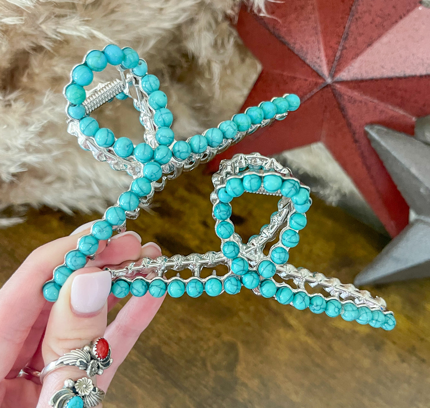 Turquoise Studded Claw Clip