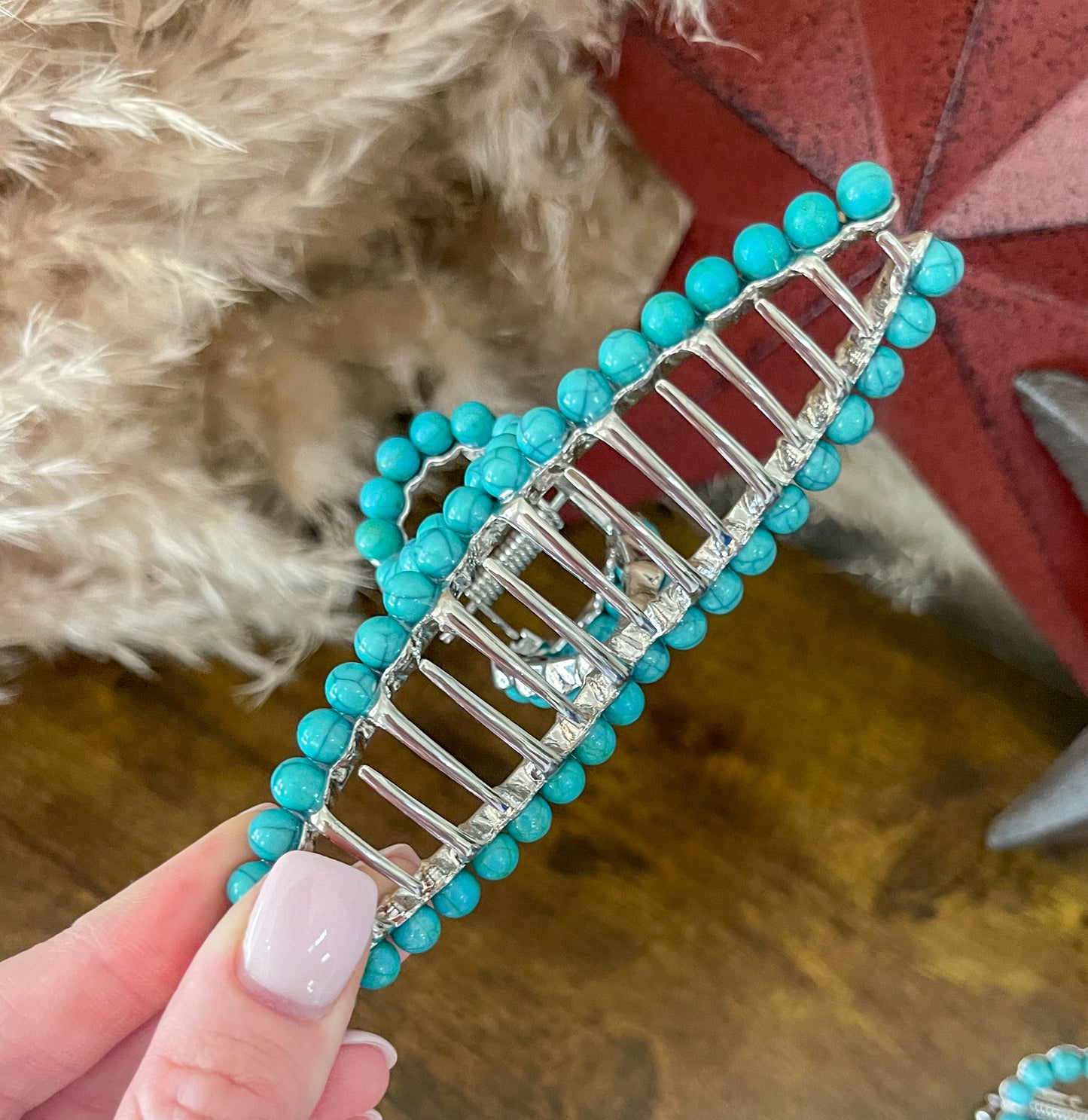 Turquoise Studded Claw Clip