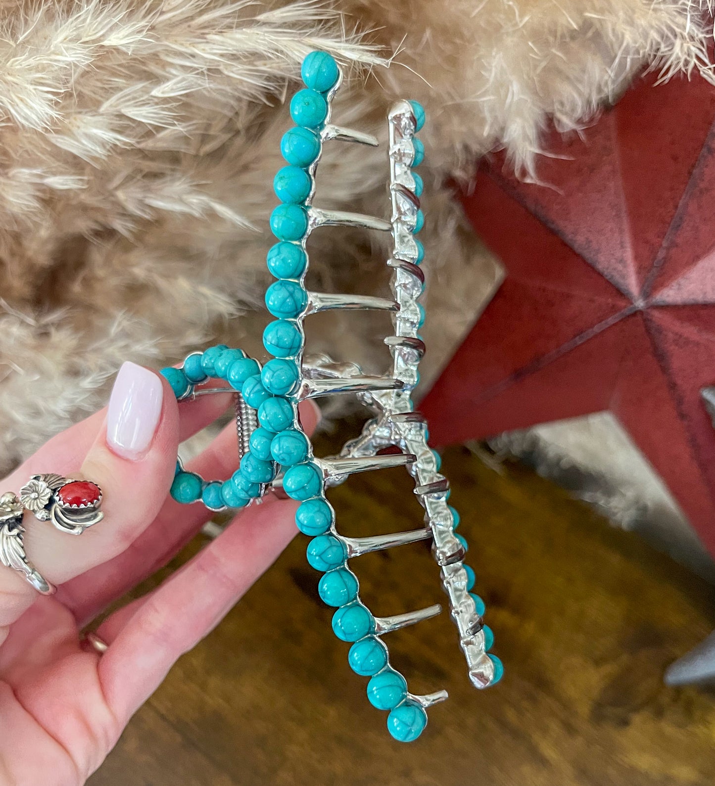 Turquoise Studded Claw Clip