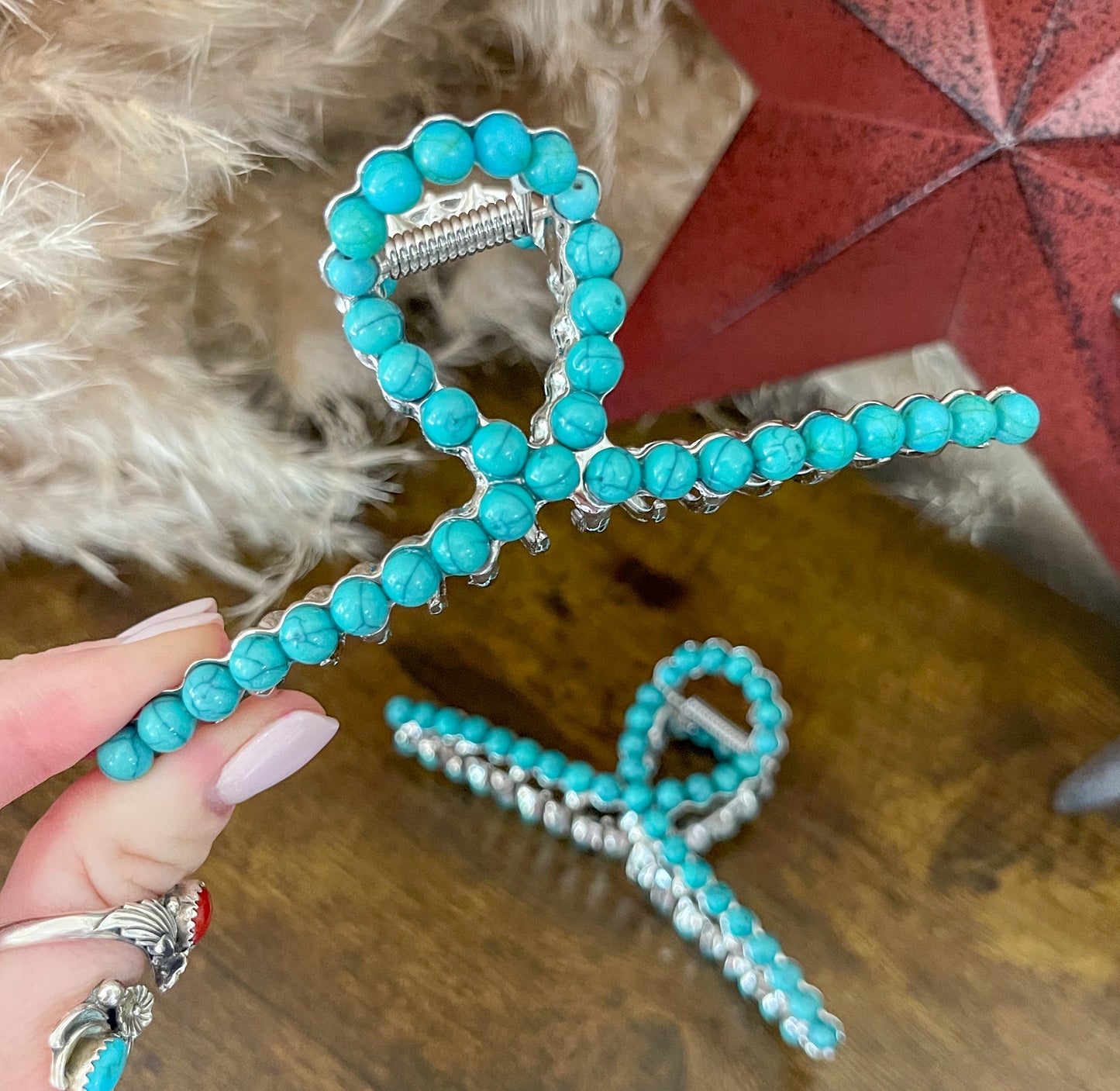 Turquoise Studded Claw Clip