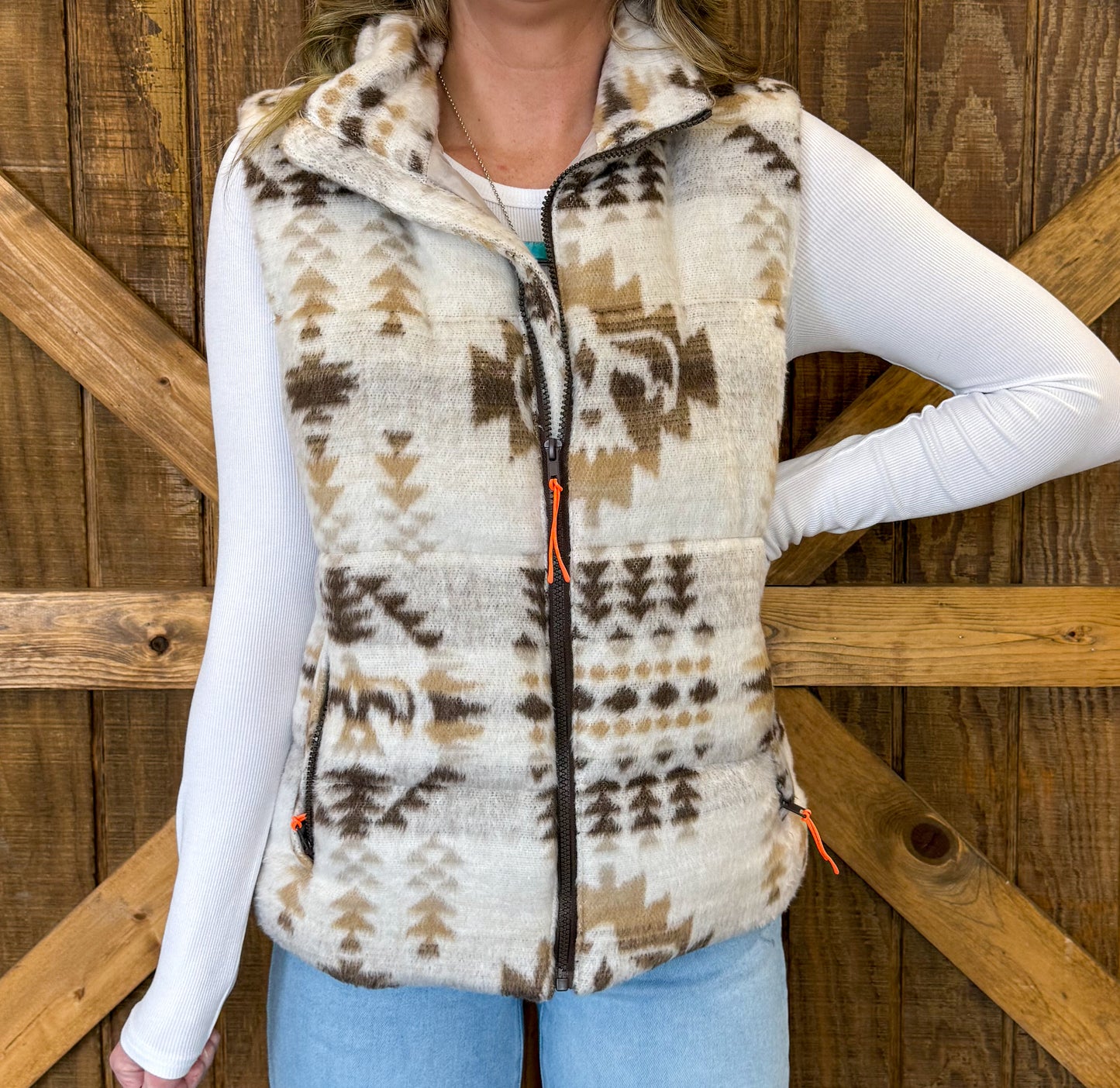 Snow Top Aztec Puffer Vest