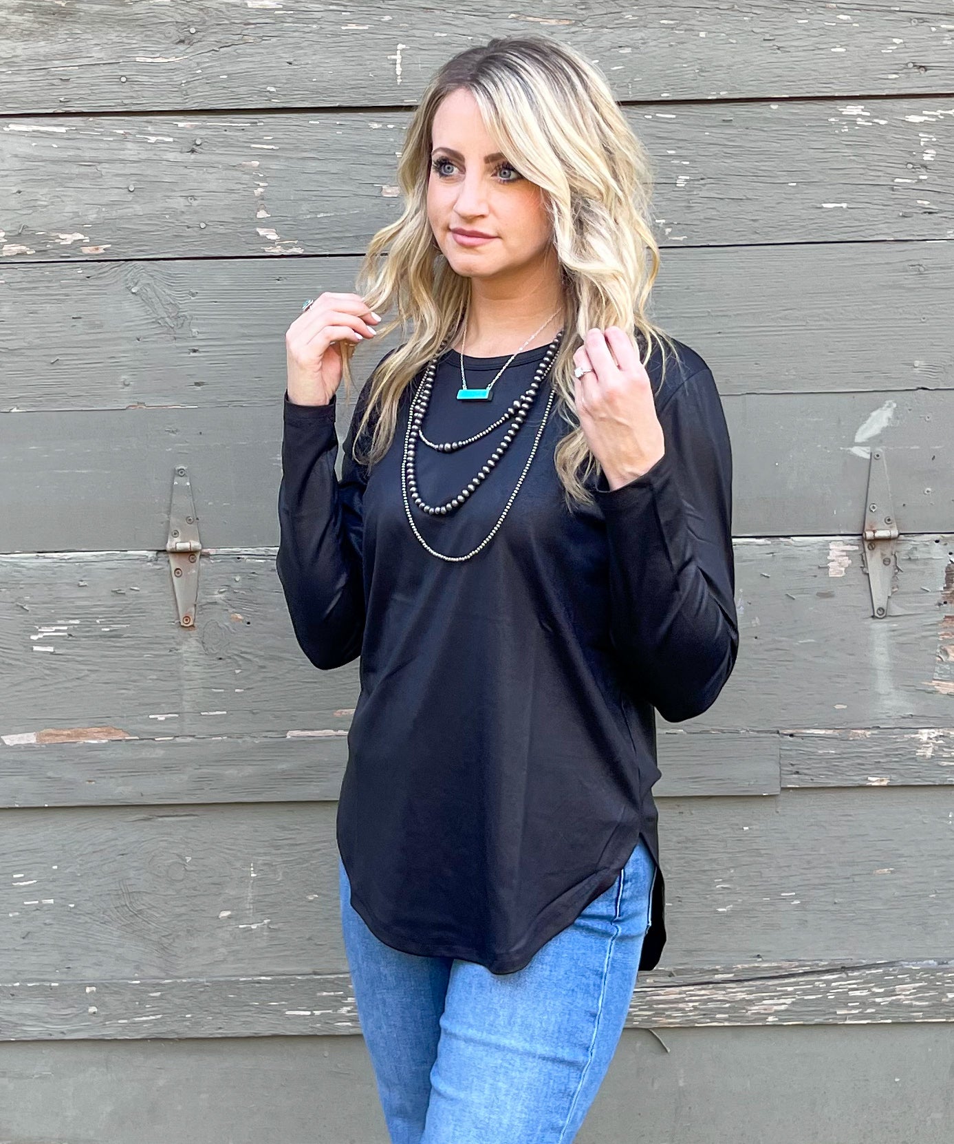 Swanky Leather Long Sleeve *Midnight