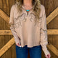 Galloping Horses Embroidered Pullover
