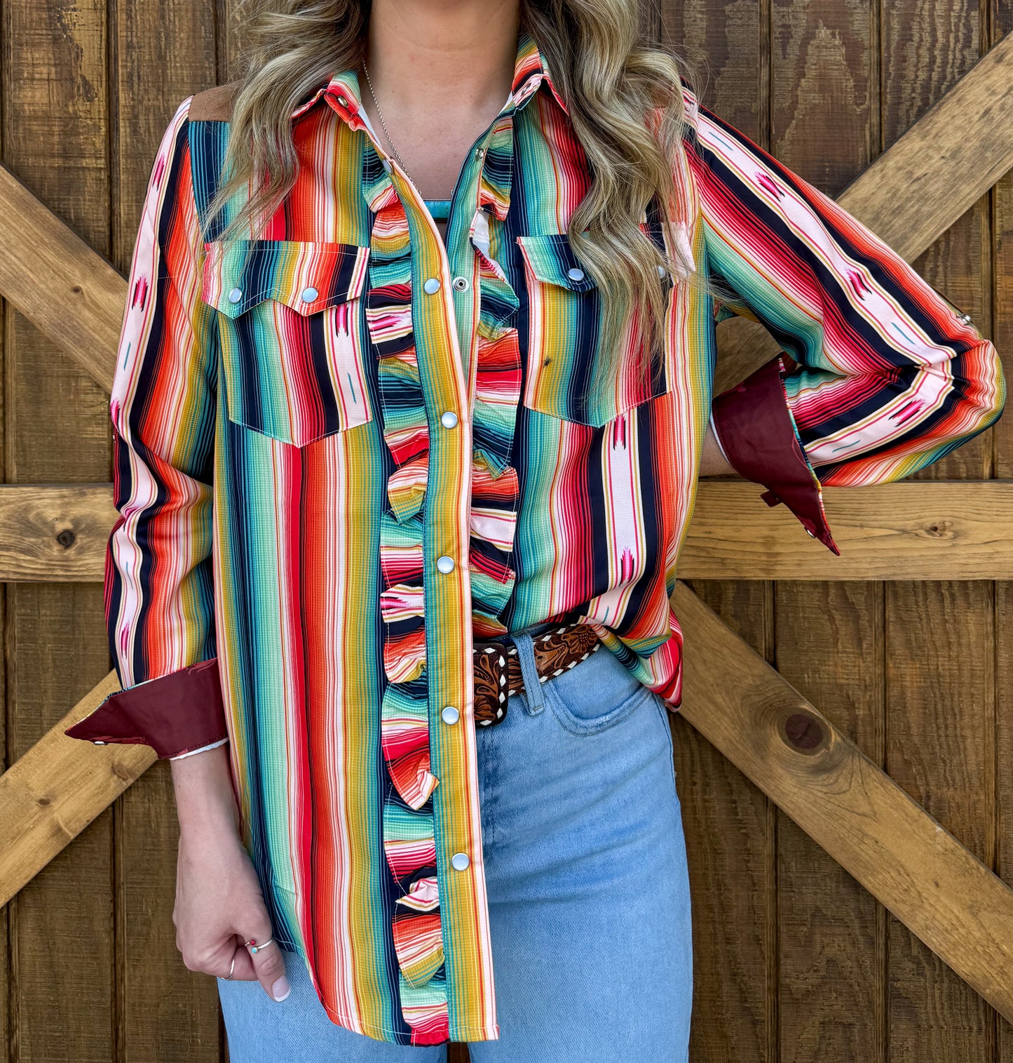 Serape Sunrise Button-Up Top