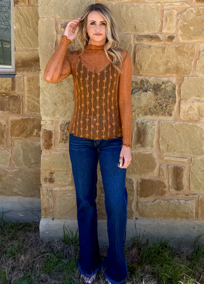 Lariat Lace Mesh Top *Saddle