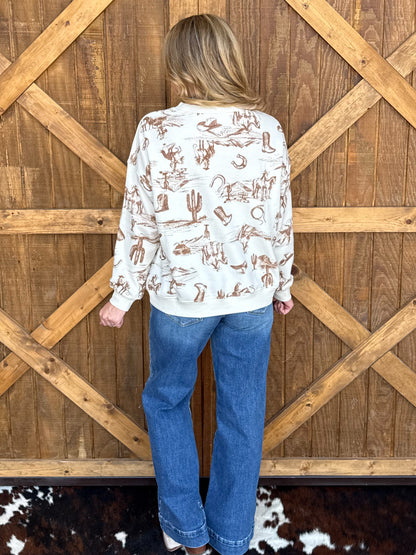 Cozy Cowboy Desert Sweatshirt *Cream