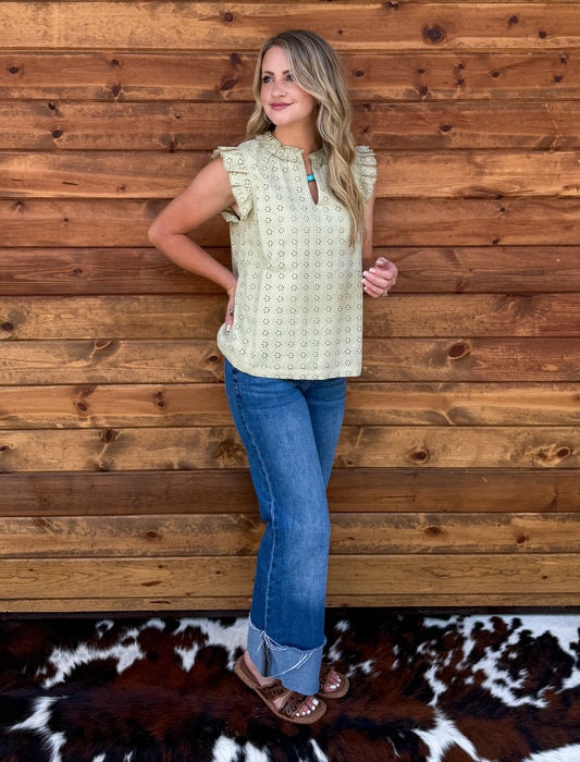 Sweet Ruffle Eyelet Blouse