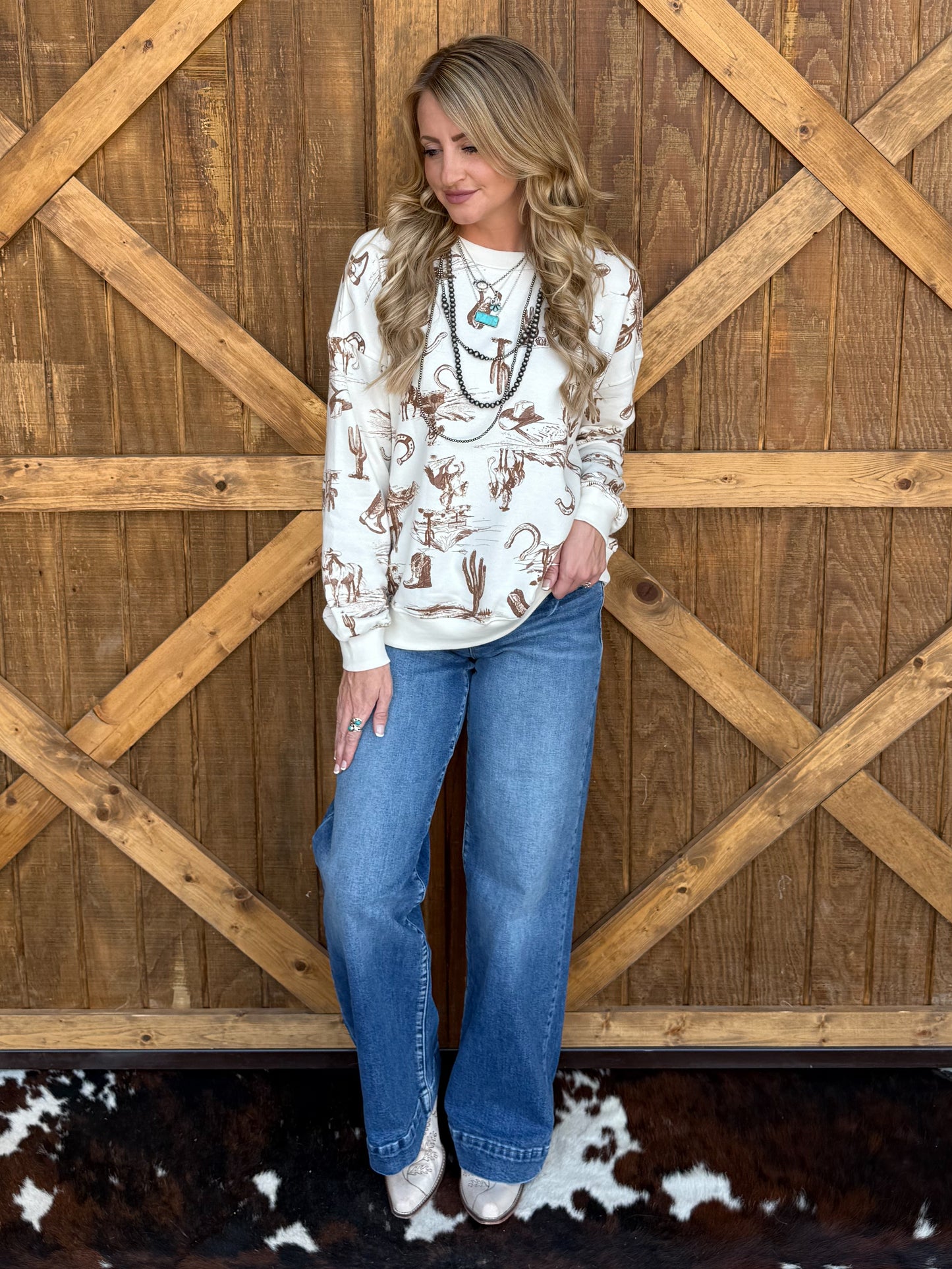 Cozy Cowboy Desert Sweatshirt *Cream