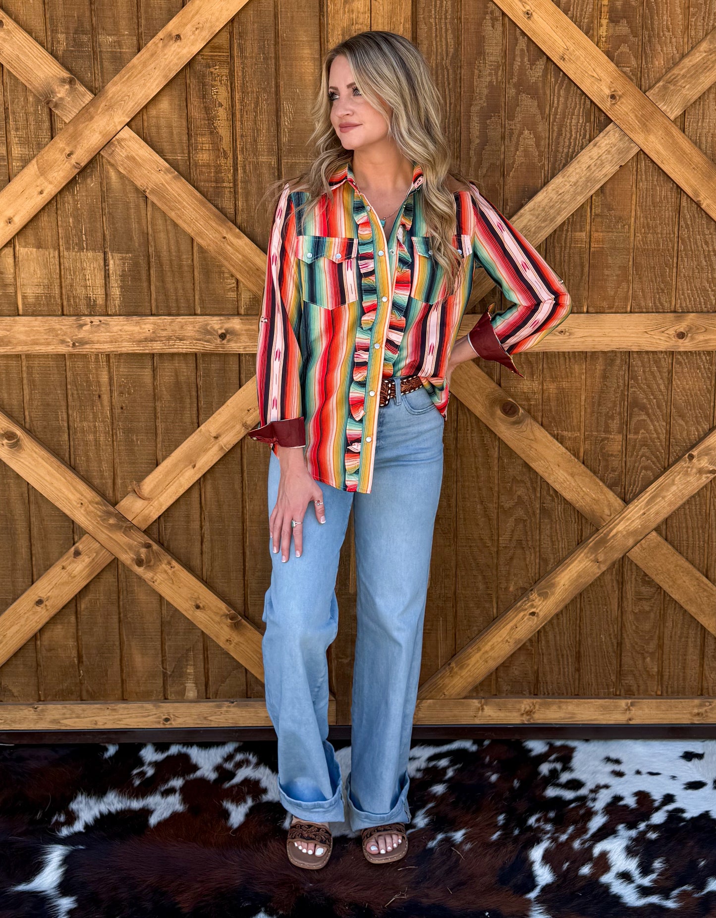 Serape Sunrise Button-Up Top