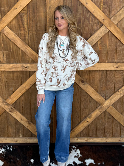 Cozy Cowboy Desert Sweatshirt *Cream