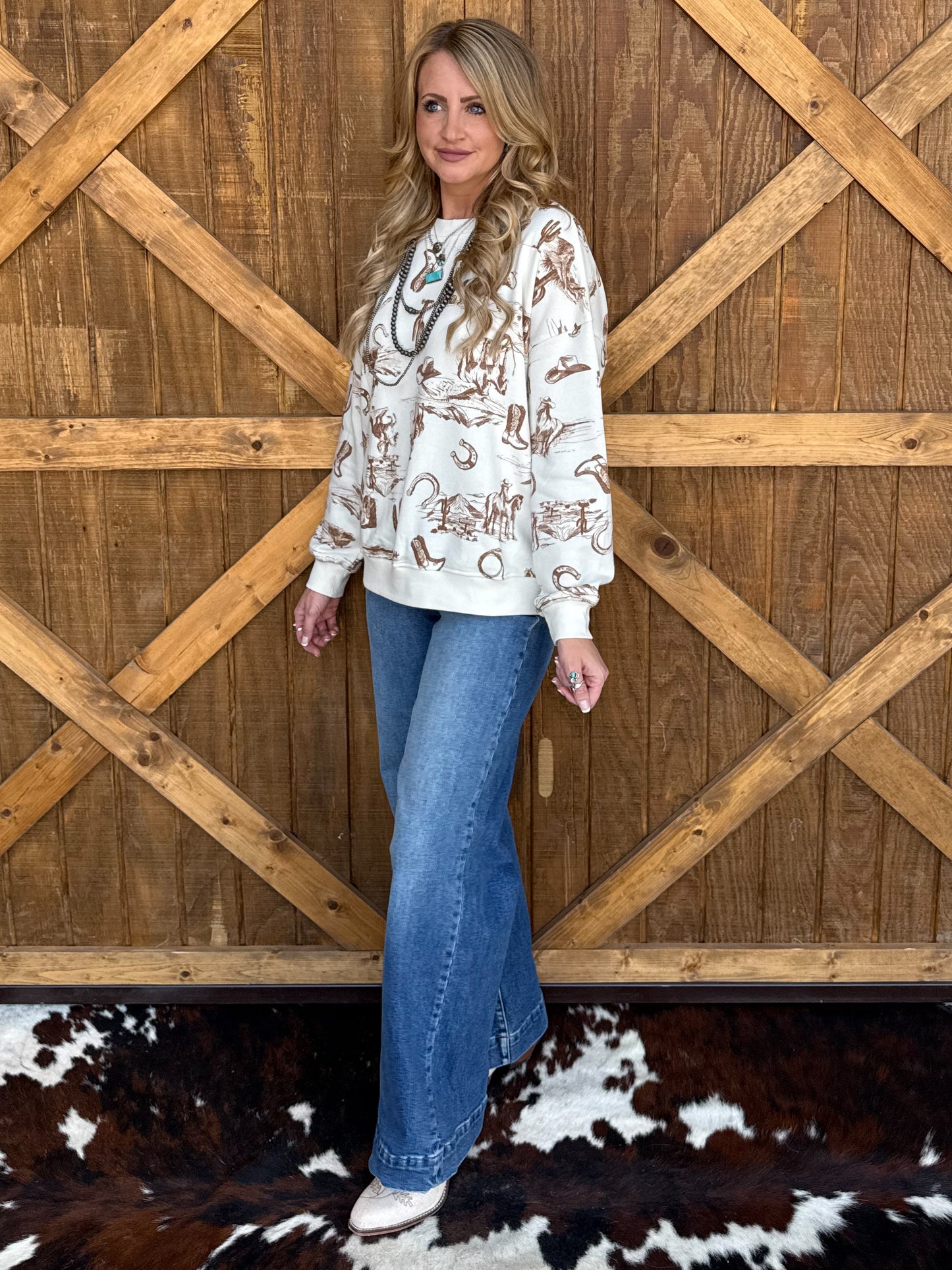 Cozy Cowboy Desert Sweatshirt *Cream