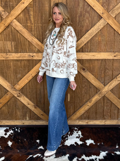 Cozy Cowboy Desert Sweatshirt *Cream