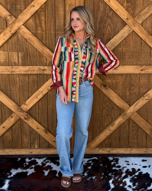 Serape Sunrise Button-Up Top