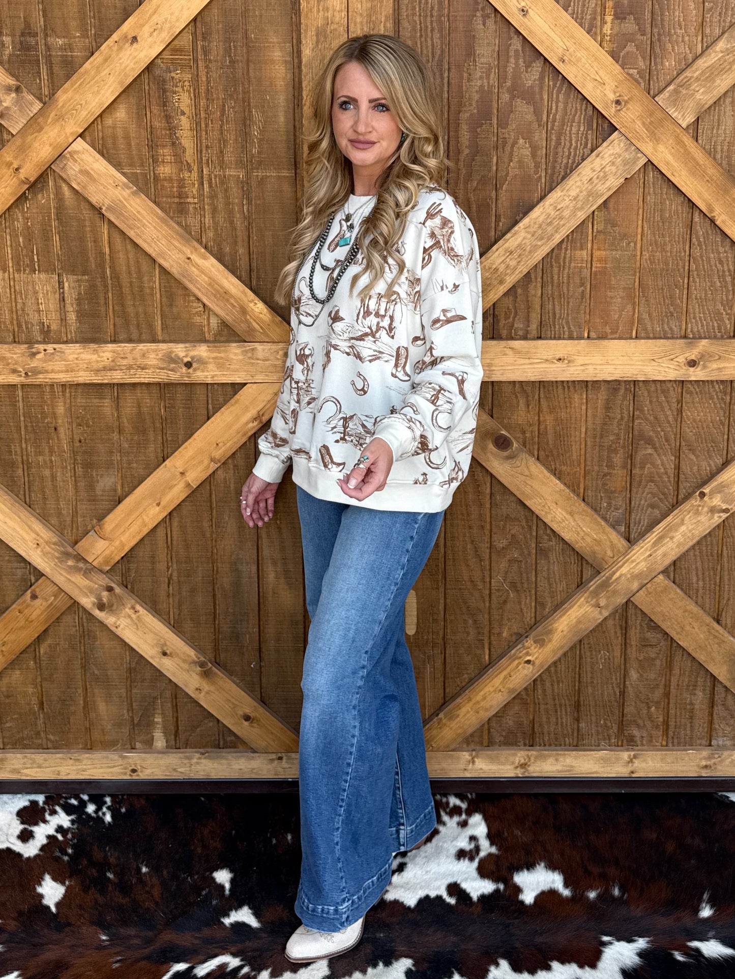 Cozy Cowboy Desert Sweatshirt *Cream